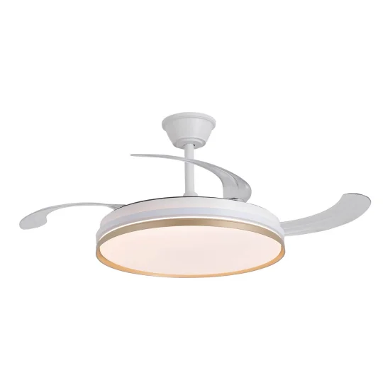 VENTILADOR DE TECHO LED 55W REGULABLE ASPAS RETRÁCTILES BLANCO/ORO AURELIO 2